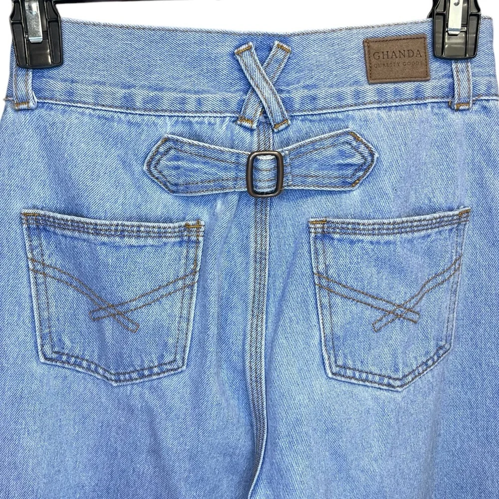 Ghanda Women’s Wide Leg Flare Leg Bell Bottom Charlie Jeans in Boston Blue Boho - Picture 7 of 14